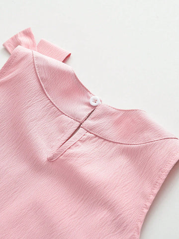 Young Girl 2pcs Casual Tank Bowknot Top & Shorts Clothes Set For Summer Young Girl 2pcs Casual Tank Bowknot Top & Shorts Clothes Set For Summer