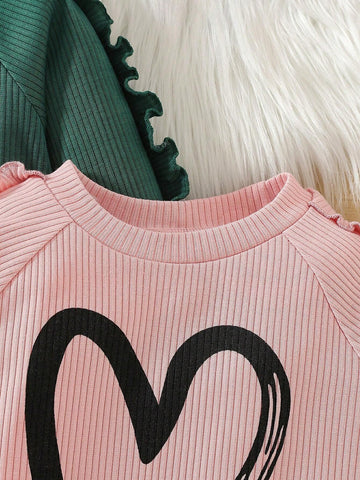 Young Girl 3pcs/Set Heart Pattern Knit Dress Young Girl 3pcs/Set Heart Pattern Knit Dress
