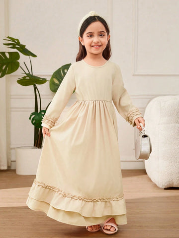 Young Girl A-Line Ruffle Trim & Headband Dress Young Girl A-Line Ruffle Trim & Headband Dress