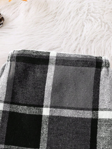 Young Girl Elegant Plaid Wool Blend A-Line Skirt, Suitable For Casual Wear And Formal Occasions Young Girl Elegant Plaid Wool Blend A-Line Skirt, Suitable For Casual Wear And Formal Occasions