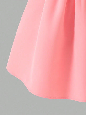 Young Girl Bow Shoulder Ruffle Fashion Party Dress Young Girl Bow Shoulder Ruffle Fashion Party Dress