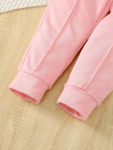 Young Girl Casual Sweatshirt With Heart Print And Pants Set, Spring/Fall Young Girl Casual Sweatshirt With Heart Print And Pants Set, Spring/Fall