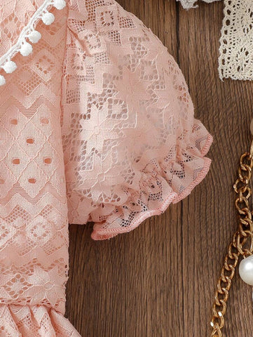Young Girl' Countryside Cute Ruffled Collar Bubble Sleeve Floral Print Dress Young Girl' Countryside Cute Ruffled Collar Bubble Sleeve Floral Print Dress