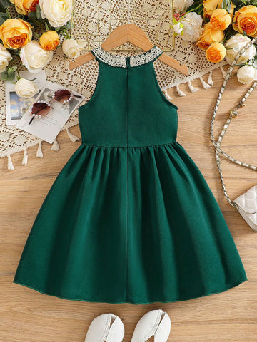 Young Girl Elegant Floral Lace Trim Open Shoulder Zipper Back Dress Young Girl Elegant Floral Lace Trim Open Shoulder Zipper Back Dress
