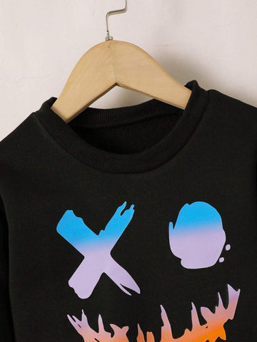 Young Girl' Fleece Graphic Print Sweatshirt And Casual Pants Set, Autumn/Winter Young Girl' Fleece Graphic Print Sweatshirt And Casual Pants Set, Autumn/Winter