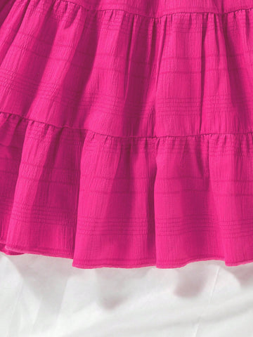 Young Girl Fuchsia Spaghetti Strap Fitted Pink Dress Young Girl Fuchsia Spaghetti Strap Fitted Pink Dress