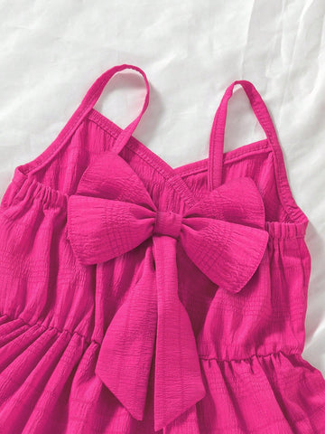 Young Girl Fuchsia Spaghetti Strap Fitted Pink Dress Young Girl Fuchsia Spaghetti Strap Fitted Pink Dress