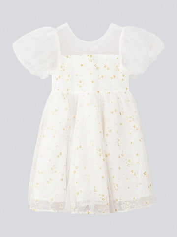 Young Girl Hot Stamping Print High-Grade Princess Dress Childrens Dress Summer Dress 2024 New Style Girl Sweet Style Western Style Mesh Skirt Young Girl Hot Stamping Print High-Grade Princess Dress Childrens Dress Summer Dress 2024 New Style Girl Sweet Style Western Style Mesh Skirt