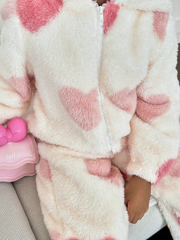 Young Girl Knit Fleece Hooded Jumpsuit Young Girl Knit Fleece Hooded Jumpsuit