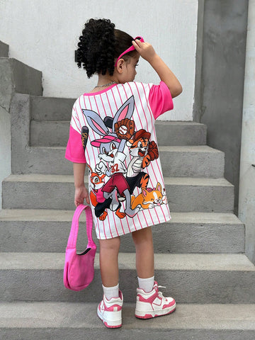 Young Girl Knitted Cute Animal & Striped Pattern Loose Casual Dress Young Girl Knitted Cute Animal & Striped Pattern Loose Casual Dress