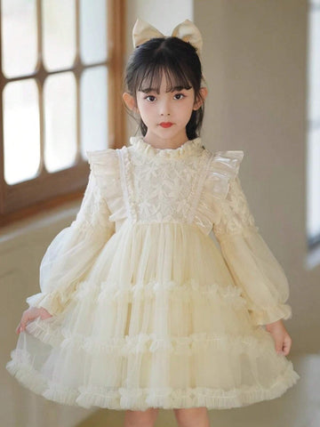 Young Girl Princess Birthday Party Tulle Dress Warm Winter Gown 2024 New Young Girl Princess Birthday Party Tulle Dress Warm Winter Gown 2024 New