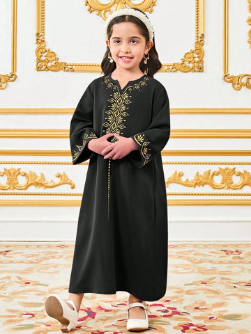 Young Girl Retro Patterned Maxi Long Dress Young Girl Retro Patterned Maxi Long Dress