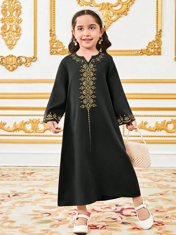 Young Girl Retro Patterned Maxi Long Dress Young Girl Retro Patterned Maxi Long Dress