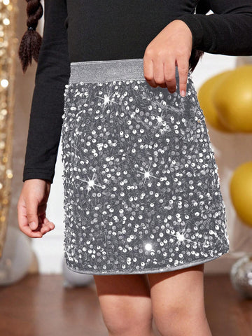 Young Girl Slayr Young Girl Bead Decorated Flared Half-Slip Skirt, Suitable For Holiday Party, Outing Young Girl Slayr Young Girl Bead Decorated Flared Half-Slip Skirt, Suitable For Holiday Party, Outing