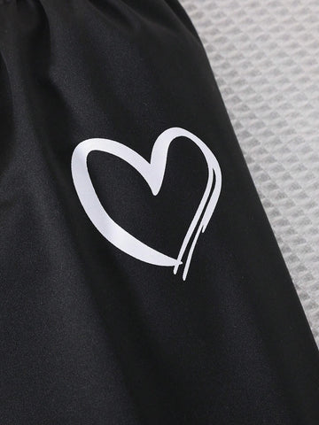 Young Girl Spring/Autumn Heart Print Long Sleeve Hoodie And Pants Set For Daily Wear Young Girl Spring/Autumn Heart Print Long Sleeve Hoodie And Pants Set For Daily Wear