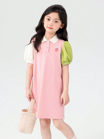 Young Girl Strawberry & Letter Print Sleeveless Polo Dress, Children Summer Wear 2024 New Fashion, Chic Long Dress For Summer, Sweet Princess Skirt Young Girl Strawberry & Letter Print Sleeveless Polo Dress, Children Summer Wear 2024 New Fashion, Chic Long Dress For Summer, Sweet Princess Skirt