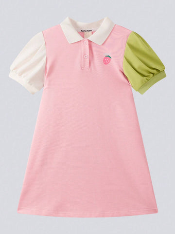 Young Girl Strawberry & Letter Print Sleeveless Polo Dress, Children Summer Wear 2024 New Fashion, Chic Long Dress For Summer, Sweet Princess Skirt Young Girl Strawberry & Letter Print Sleeveless Polo Dress, Children Summer Wear 2024 New Fashion, Chic Long Dress For Summer, Sweet Princess Skirt