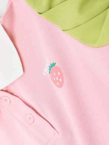 Young Girl Strawberry & Letter Print Sleeveless Polo Dress, Children Summer Wear 2024 New Fashion, Chic Long Dress For Summer, Sweet Princess Skirt Young Girl Strawberry & Letter Print Sleeveless Polo Dress, Children Summer Wear 2024 New Fashion, Chic Long Dress For Summer, Sweet Princess Skirt