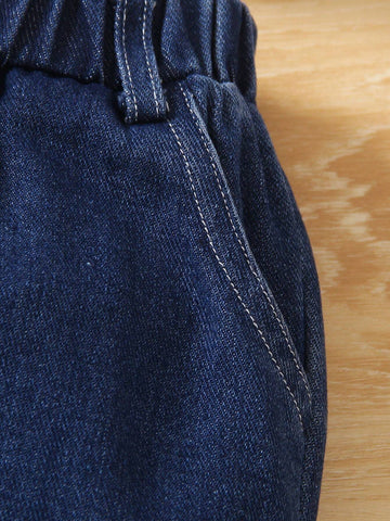 Young Girl Summer Frayed Denim Vest And Extended Length Pants With Patch Shirt Set Young Girl Summer Frayed Denim Vest And Extended Length Pants With Patch Shirt Set