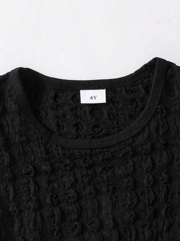 Young Girl Summer Solid Color Puff Sleeve Pleated Dress Young Girl Summer Solid Color Puff Sleeve Pleated Dress