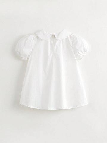Young Girl Sweet And Cute Doll Collar Bubble-Sleeved Short Dress Summer Young Girl Sweet And Cute Doll Collar Bubble-Sleeved Short Dress Summer