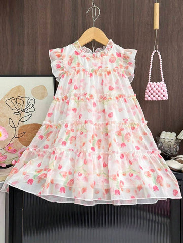 Young Girl Sweet Floral Printdress For Summer Young Girl Sweet Floral Printdress For Summer