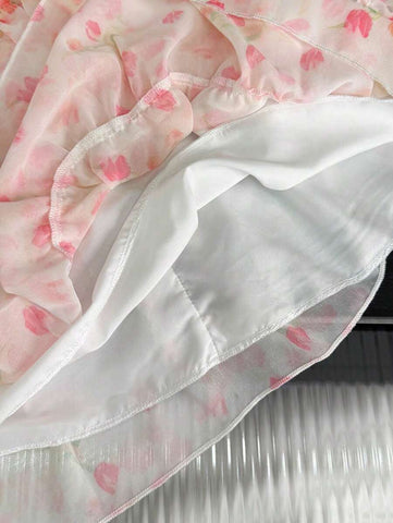 Young Girl Sweet Floral Printdress For Summer Young Girl Sweet Floral Printdress For Summer