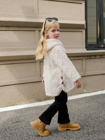 Young Girl Winter Solid Color Long Sleeve Fleece Hooded Casual Jacket Young Girl Winter Solid Color Long Sleeve Fleece Hooded Casual Jacket