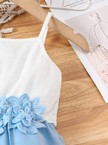 Young Girl Woven Collared Short Casual Cardigan With Knitted Strap Splice Woven Jumpsuit Set Young Girl Woven Collared Short Casual Cardigan With Knitted Strap Splice Woven Jumpsuit Set