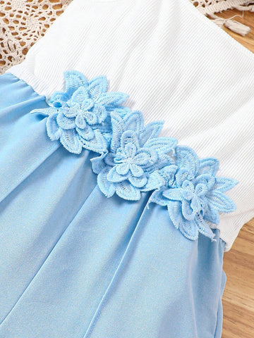 Young Girl Woven Collared Short Casual Cardigan With Knitted Strap Splice Woven Jumpsuit Set Young Girl Woven Collared Short Casual Cardigan With Knitted Strap Splice Woven Jumpsuit Set