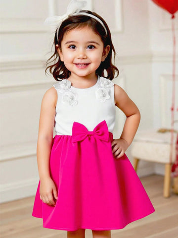 Young Girls 3D Flower Patchwork Waist Dress, & Cute Outdoor Party & Social Occasion, Spring/Summer Young Girls 3D Flower Patchwork Waist Dress, & Cute Outdoor Party & Social Occasion, Spring/Summer