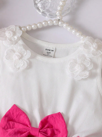 Young Girls 3D Flower Patchwork Waist Dress, & Cute Outdoor Party & Social Occasion, Spring/Summer Young Girls 3D Flower Patchwork Waist Dress, & Cute Outdoor Party & Social Occasion, Spring/Summer