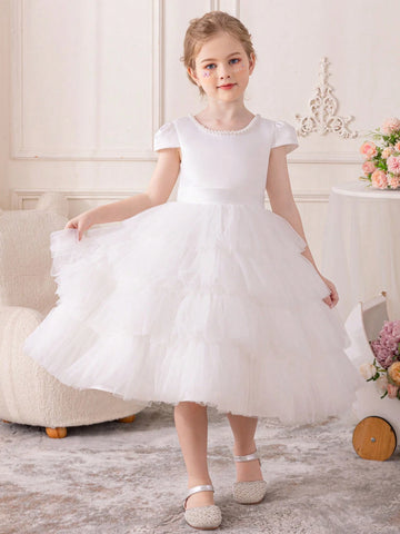 Young Girl's Cute Sweet Princess Style Tulle Sequin Dress, Suitable For Party, Performance, Festival, Birthday, Stage, Musical Concert Young Girl's Cute Sweet Princess Style Tulle Sequin Dress, Suitable For Party, Performance, Festival, Birthday, Stage, Musical Concert