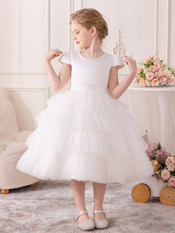 Young Girl's Cute Sweet Princess Style Tulle Sequin Dress, Suitable For Party, Performance, Festival, Birthday, Stage, Musical Concert Young Girl's Cute Sweet Princess Style Tulle Sequin Dress, Suitable For Party, Performance, Festival, Birthday, Stage, Musical Concert