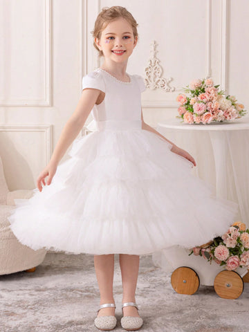 Young Girl's Cute Sweet Princess Style Tulle Sequin Dress, Suitable For Party, Performance, Festival, Birthday, Stage, Musical Concert Young Girl's Cute Sweet Princess Style Tulle Sequin Dress, Suitable For Party, Performance, Festival, Birthday, Stage, Musical Concert