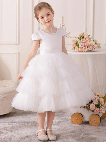 Young Girl's Cute Sweet Princess Style Tulle Sequin Dress, Suitable For Party, Performance, Festival, Birthday, Stage, Musical Concert Young Girl's Cute Sweet Princess Style Tulle Sequin Dress, Suitable For Party, Performance, Festival, Birthday, Stage, Musical Concert