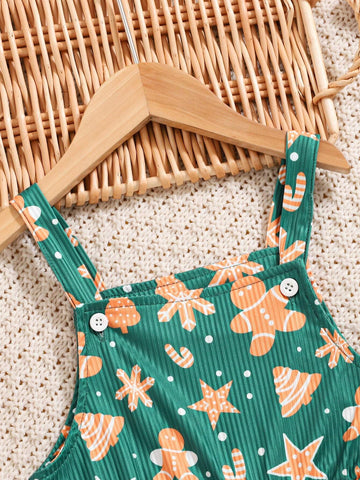 Young Girls Fashion Trendy Christmas Cartoon Print Strap Flare Jumpsuit Young Girls Fashion Trendy Christmas Cartoon Print Strap Flare Jumpsuit