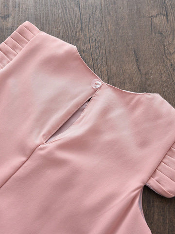 Young Girls Fashionable 3D Flower Decor Round Neck Sleeveless Dress, Summer Young Girls Fashionable 3D Flower Decor Round Neck Sleeveless Dress, Summer