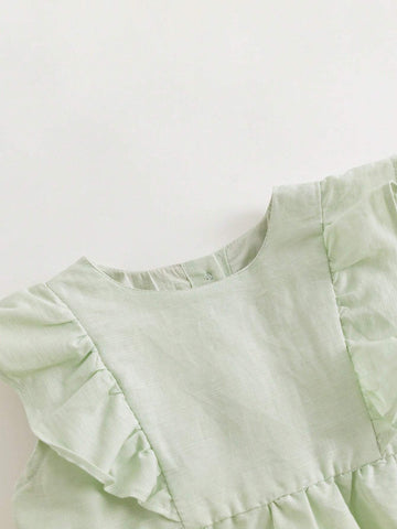 Young Girls" Fashionable And Sweet Lace Flying Sleeves Round Neck Shirt For Summer Young Girls" Fashionable And Sweet Lace Flying Sleeves Round Neck Shirt For Summer