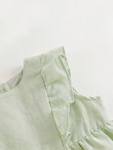 Young Girls" Fashionable And Sweet Lace Flying Sleeves Round Neck Shirt For Summer Young Girls" Fashionable And Sweet Lace Flying Sleeves Round Neck Shirt For Summer