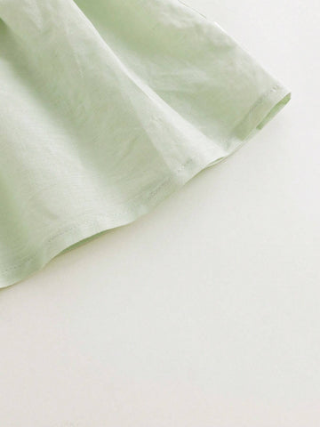 Young Girls" Fashionable And Sweet Lace Flying Sleeves Round Neck Shirt For Summer Young Girls" Fashionable And Sweet Lace Flying Sleeves Round Neck Shirt For Summer