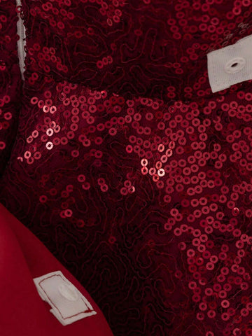 Young Girls' Faux Pearl & Sequin Satin Bow Back Christmas Princess Dress, Suitable For Party Celebration Young Girls' Faux Pearl & Sequin Satin Bow Back Christmas Princess Dress, Suitable For Party Celebration