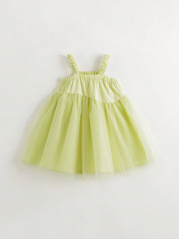 Young Girls' French Fresh & Style Mesh Spliced Spaghetti Strap Dress Princess Dress, Summer Young Girls' French Fresh & Style Mesh Spliced Spaghetti Strap Dress Princess Dress, Summer