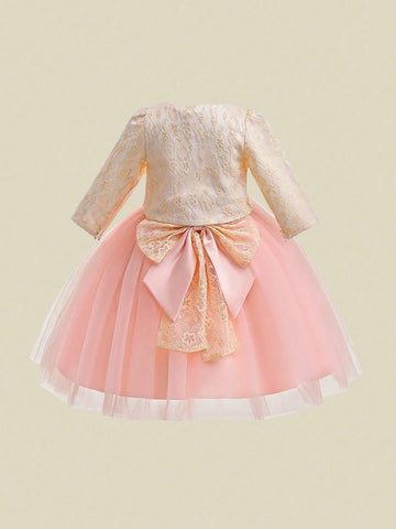 Young Girls Lace & Mesh Elegant Princess Dress With Coat, Suitable For Flower Girl, Wedding, Party Young Girls Lace & Mesh Elegant Princess Dress With Coat, Suitable For Flower Girl, Wedding, Party