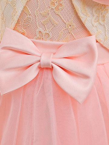 Young Girls Lace & Mesh Elegant Princess Dress With Coat, Suitable For Flower Girl, Wedding, Party Young Girls Lace & Mesh Elegant Princess Dress With Coat, Suitable For Flower Girl, Wedding, Party