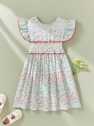 Young Girls' Ladylike Floral Dress Young Girls' Ladylike Floral Dress