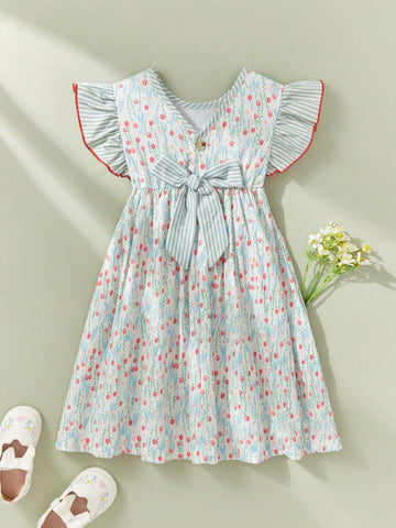 Young Girls' Ladylike Floral Dress Young Girls' Ladylike Floral Dress