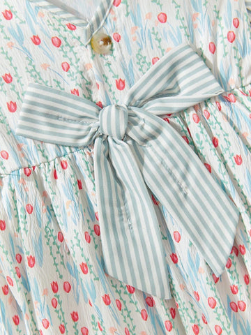 Young Girls' Ladylike Floral Dress Young Girls' Ladylike Floral Dress