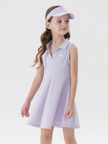 Young Girls' Light & Sporty Sleeveless A-Line Polo Dress With Cool Feeling Fabric For Summer Young Girls' Light & Sporty Sleeveless A-Line Polo Dress With Cool Feeling Fabric For Summer