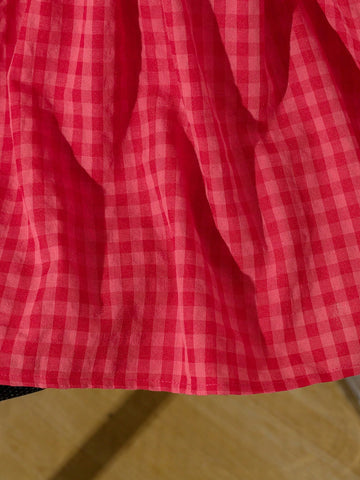 Young Girls Plaid Puff Sleeve Casual Dress For Summer Young Girls Plaid Puff Sleeve Casual Dress For Summer